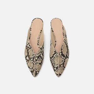 Zara Snakeskin Mules with Pointed Toe